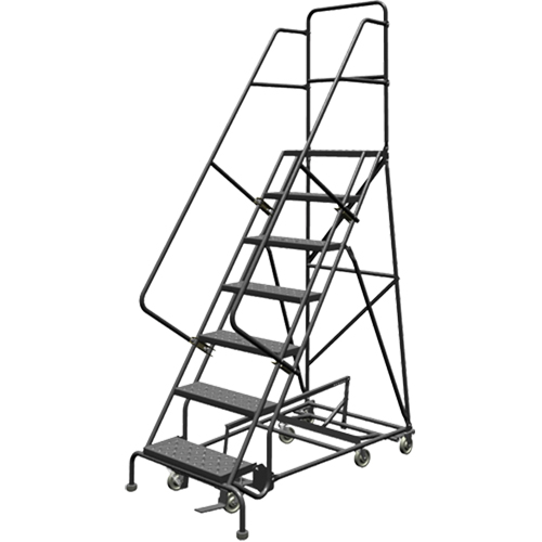 All Directional Rolling Ladder, 7 Steps, 24" Step Width, 70" Platform Height, Steel Groupe Belzile Dickner