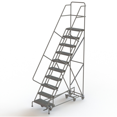 All Directional Rolling Ladder, 10 Steps, 24" Step Width, 100" Platform Height, Steel Groupe Belzile Dickner