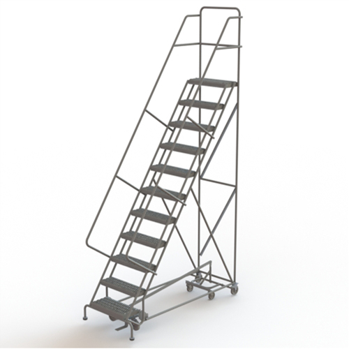 All Directional Rolling Ladder, 11 Steps, 24" Step Width, 110" Platform Height, Steel Groupe Belzile Dickner
