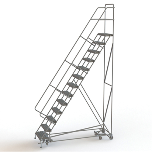 All Directional Rolling Ladder, 13 Steps, 24" Step Width, 130" Platform Height, Steel Groupe Belzile Dickner