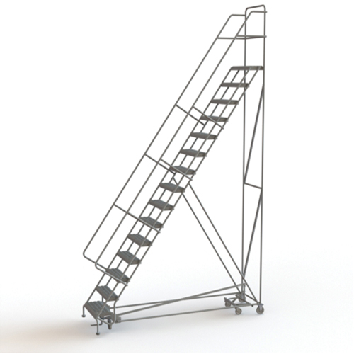 All Directional Rolling Ladder, 15 Steps, 24" Step Width, 150" Platform Height, Steel Groupe Belzile Dickner