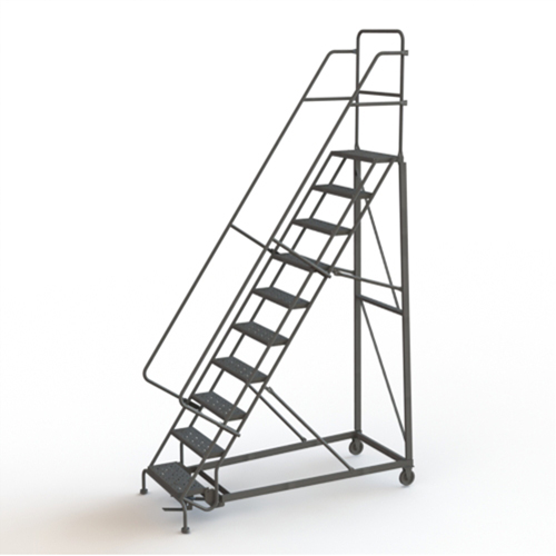 Heavy Duty Rolling Ladder, 10 Steps, 24" Step Width, 100" Platform Height, Steel Groupe Belzile Dickner