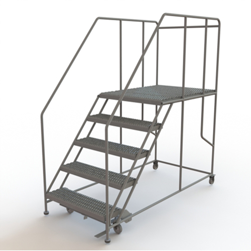Mobile Work Platform, Steel, 5 Steps, 50" H, 48" D, 36" Step, Serrated Groupe Belzile Dickner
