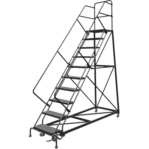 Safety Slope Rolling Ladder, 9 Steps, Perforated, 50° Incline, 90" High Groupe Belzile Dickner