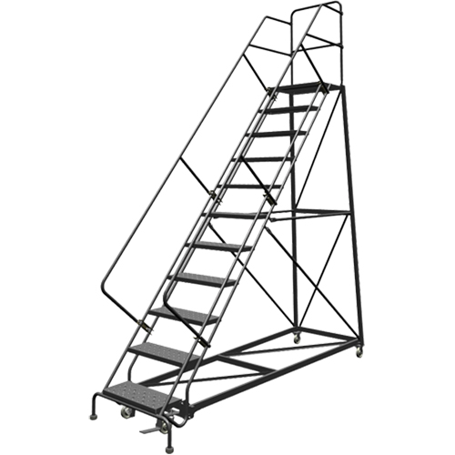 Safety Slope Rolling Ladder, 11 Steps, Perforated, 50° Incline, 110" High Groupe Belzile Dickner