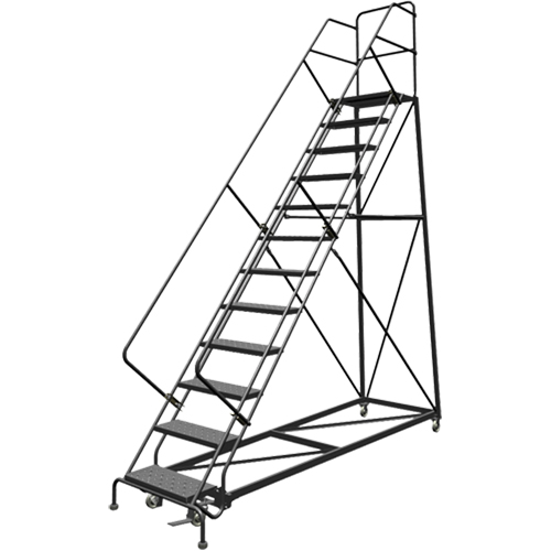Safety Slope Rolling Ladder, 12 Steps, Perforated, 50° Incline, 120" High Groupe Belzile Dickner
