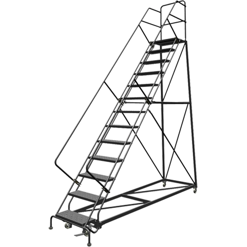 Safety Slope Rolling Ladder, 13 Steps, Perforated, 50° Incline, 130" High Groupe Belzile Dickner