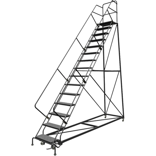 Safety Slope Rolling Ladder, 15 Steps, Perforated, 50° Incline, 150" High Groupe Belzile Dickner