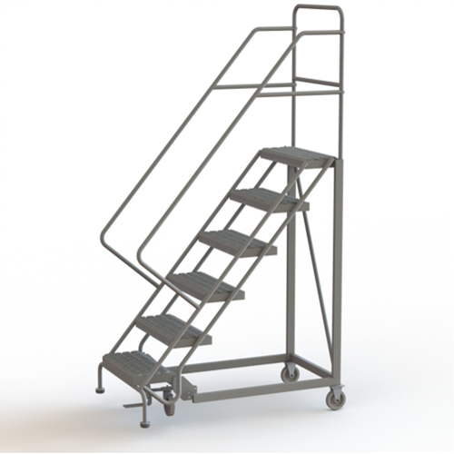 Safety Slope Rolling Ladder, 6 Steps, Serrated, 50° Incline, 60" High Groupe Belzile Dickner