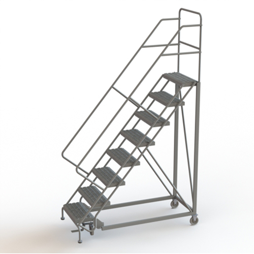 Safety Slope Rolling Ladder, 8 Steps, Serrated, 50° Incline, 80" High Groupe Belzile Dickner