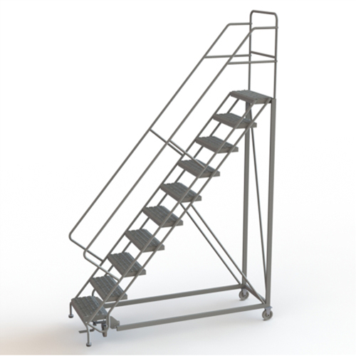 Safety Slope Rolling Ladder, 10 Steps, Serrated, 50° Incline, 100" High Groupe Belzile Dickner