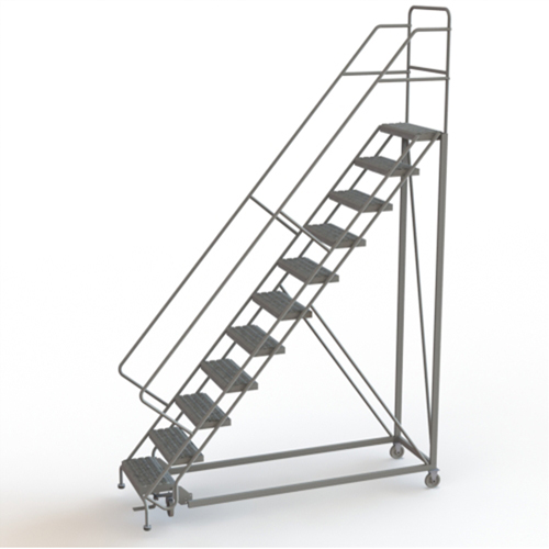 Safety Slope Rolling Ladder, 11 Steps, Serrated, 50° Incline, 110" High Groupe Belzile Dickner