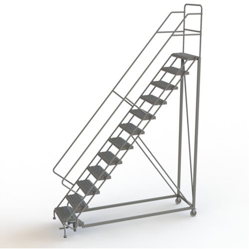 Safety Slope Rolling Ladder, 12 Steps, Serrated, 50° Incline, 120" High Groupe Belzile Dickner