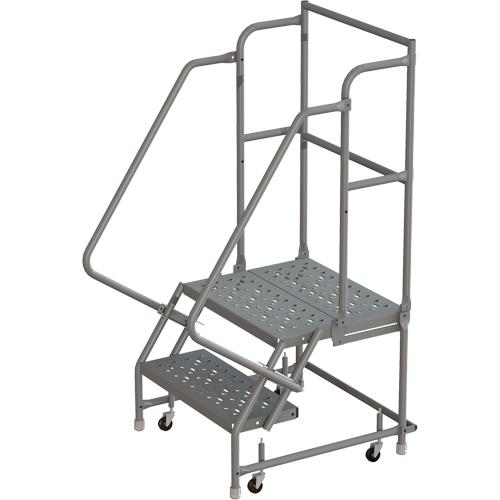 Escabeaux roulants &agrave; dessus profond, 2 marches, Largeur de la marche 24", Hauteur de la plateforme 20", Acier Groupe Belzile Dickner