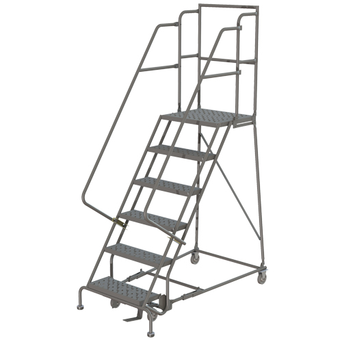 Escabeaux roulants &agrave; dessus profond, 9 marches, Largeur de la marche 24", Hauteur de la plateforme 90", Acier Groupe Belzile Dickner