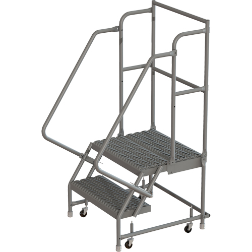 Escabeaux roulants &agrave; dessus profond, 2 marches, Largeur de la marche 24", Hauteur de la plateforme 20", Acier Groupe Belzile Dickner