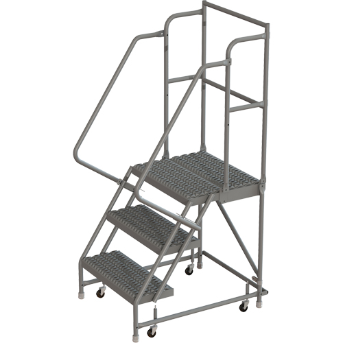 Deep Top Step Rolling Ladder, 3 Steps, 24" Step Width, 30" Platform Height, Steel Groupe Belzile Dickner