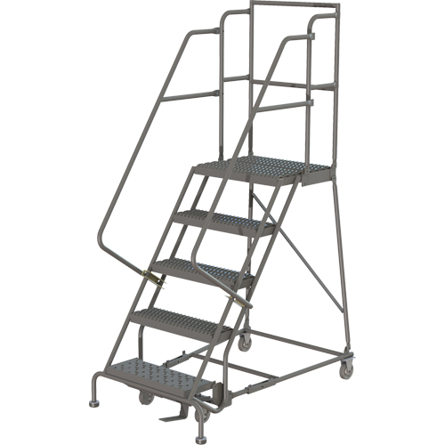 Deep Top Step Rolling Ladder, 5 Steps, 16" Step Width, 50" Platform Height, Steel Groupe Belzile Dickner