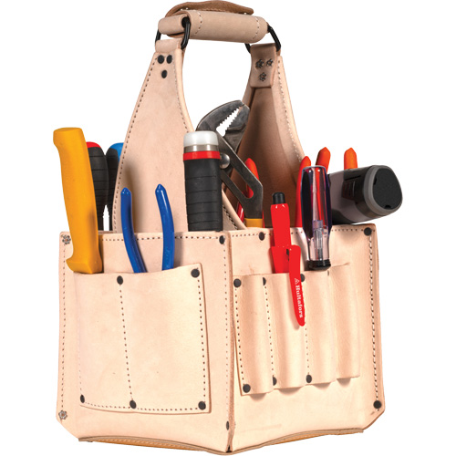 Porte-outils pour &eacute;lectricien et travaux d'entretien, Cuir, 17 pochettes, Beige Groupe Belzile Dickner