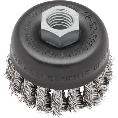 Knot Wire Cup Brush, 3" Dia. x 5/8"-11 Arbor Groupe Belzile Dickner
