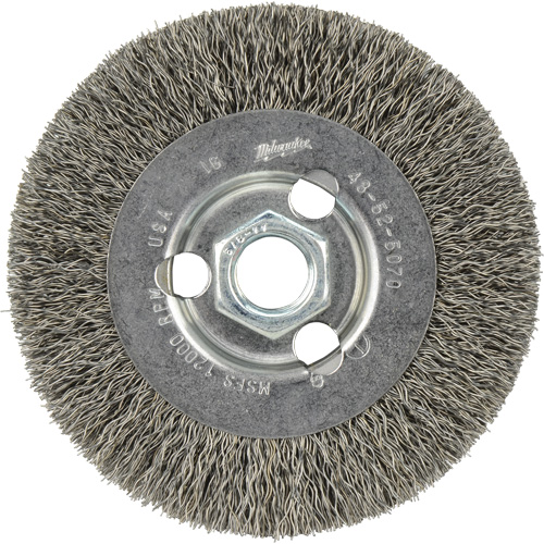 Crimped Wire Wheel, 4" Dia., 0.12" Fill, 5/8"-11 Arbor Groupe Belzile Dickner