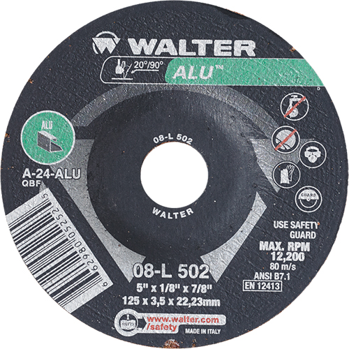 Depressed Centre Grinding Wheels - Aluminium Type 27, 5" x 1/8", 7/8" Arbor, Type 27 Groupe Belzile Dickner