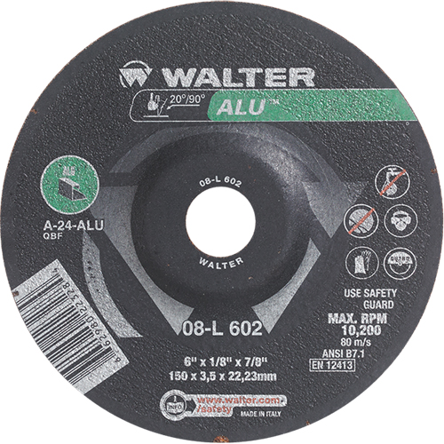 Depressed Centre Grinding Wheels - Aluminium Type 27, 6" x 1/8", 7/8" Arbor, Type 27 Groupe Belzile Dickner