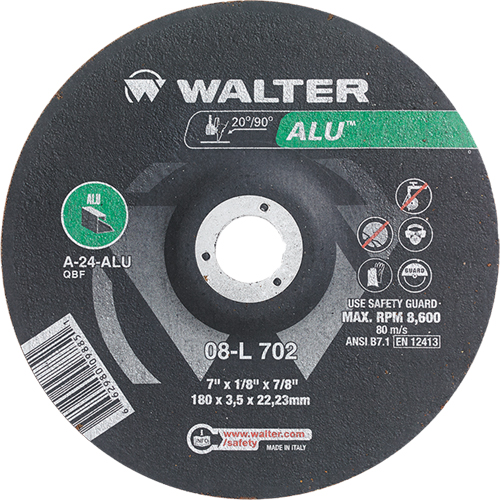 Depressed Centre Grinding Wheels - Aluminium Type 27, 7" x 1/8", 7/8" Arbor, Type 27 Groupe Belzile Dickner