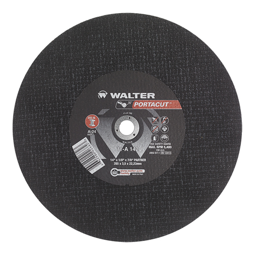 Portacut High Speed Cut-Off Wheel, 14" x 1/8", 7/8" Arbor, Type 1, Aluminum Oxide, 5400 RPM Groupe Belzile Dickner