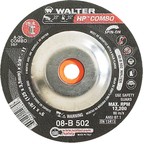 HP Combo Spin-On Combination Wheel, 5" x 1/8", 5/8"-11 Arbor, Type 27S Groupe Belzile Dickner