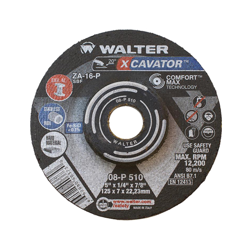 XCAVATOR Grinding Wheel, 5" x 1/4", 7/8"/5/8"-11 Arbor, Zirconium, Type 27 Groupe Belzile Dickner