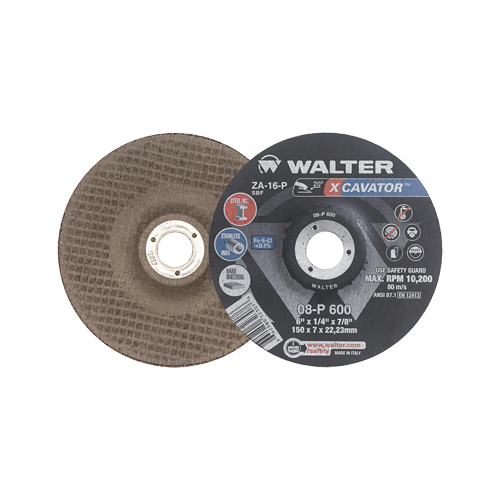 XCAVATOR Grinding Wheel, 6" x 1/4", 7/8" Arbor, Zirconium, Type 27 Groupe Belzile Dickner