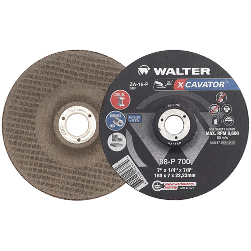 Meule XCAVATOR, 7" x 1/4", Arbre 7/8", Zirconium, Type 27 Groupe Belzile Dickner