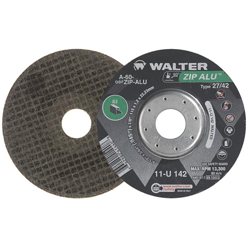 Zip Alu Cut-Off Wheel, 5" x 3/64", 7/8" Arbor, Type 27, Aluminum Oxide, 12200 RPM Groupe Belzile Dickner