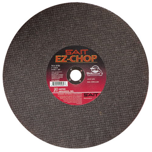 EZ-Chop&reg; Chop Saw Wheel, 14" x 3/32", 1" Arbor, Type 1, Aluminum Oxide, 4400 RPM Groupe Belzile Dickner