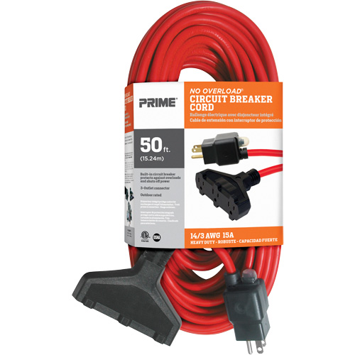 Vinyl Extension Cord, Outdoor, SJTW, 14/3 AWG, 15 A, 3 Outlet(s), 50' Groupe Belzile Dickner