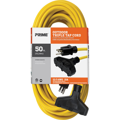 Vinyl Extension Cord, Outdoor, SJTW, 12/3 AWG, 15 A, 3 Outlet(s), 50' Groupe Belzile Dickner