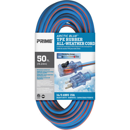 Arctic Blue Extension Cord, All-Weather, SJEOW, 14/3 AWG, 15 A, 50' Groupe Belzile Dickner