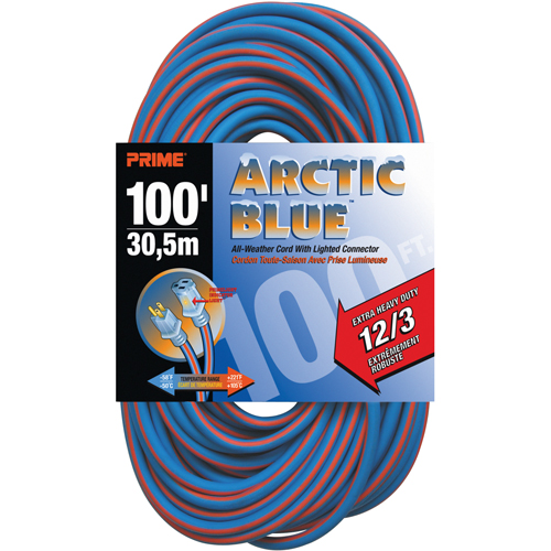 Cordon rallonge verrouillable toute saison en caoutchouc TPE Arctic Blue, Toutes saisons, SJEOW, AWG 12/3, 15 A, 100' Groupe Belzile Dickner