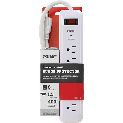 Protecteurs de surtension, 6 Prises, 400 J, 1875 W, Cordon 2' Groupe Belzile Dickner
