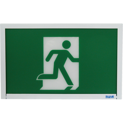 Running Man Exit Sign, LED, Battery Operated, 12" L x 7 1/2" W, Pictogram Groupe Belzile Dickner