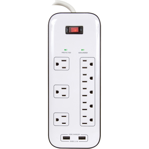 USB Charging Surge Protectors, 8 Outlets, 2400 J, 1875 W, 6' Cord Groupe Belzile Dickner