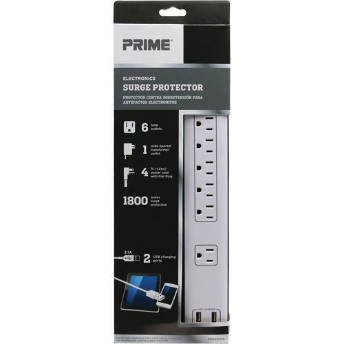 USB Charging Surge Protectors, 6 Outlets, 1800 J, 1875 W, 4' Cord Groupe Belzile Dickner