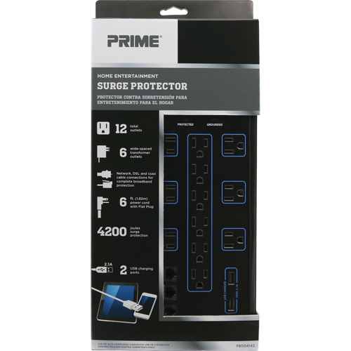 USB Charging Surge Protectors, 12 Outlets, 4200 J, 1875 W, 6' Cord Groupe Belzile Dickner