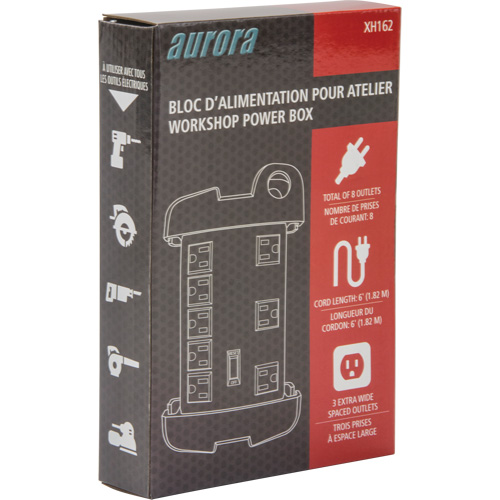 Workshop Surge Protector Power Strip, 8 Outlets, 1350 J, 1875 W, 6' Cord Groupe Belzile Dickner