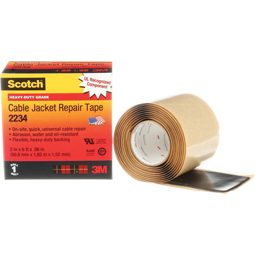 Scotch&reg; Cable Jacket Repair Tape, 51 mm (2") x 1.8 m (6'), Black, 60 mils Groupe Belzile Dickner
