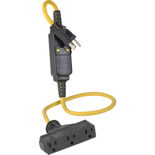 Triple-Tap Inline GCFI Extension Cord & Connector, 120 V, 15 Amps, 3' Cord Groupe Belzile Dickner