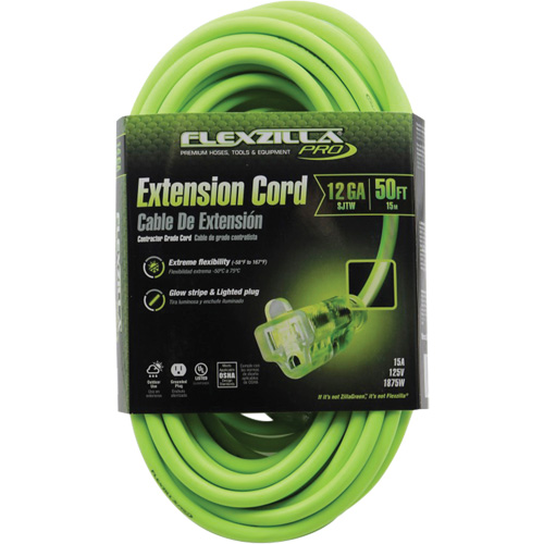 Flexzilla&reg; Pro Industrial Extension Cord, All-Weather, SJTW, 12/3 AWG, 15 A, 50' Groupe Belzile Dickner