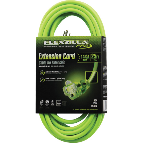 Flexzilla&reg; Pro Industrial Extension Cord, All-Weather, SJTW, 14/3 AWG, 15 A, 25' Groupe Belzile Dickner