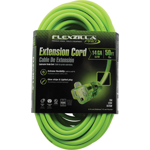 Flexzilla&reg; Pro Industrial Extension Cord, All-Weather, SJTW, 14/3 AWG, 15 A, 50' Groupe Belzile Dickner